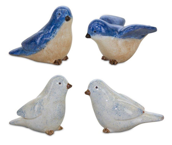 Blue Birds Sitting Figurine, Set of 4 - Pier 1