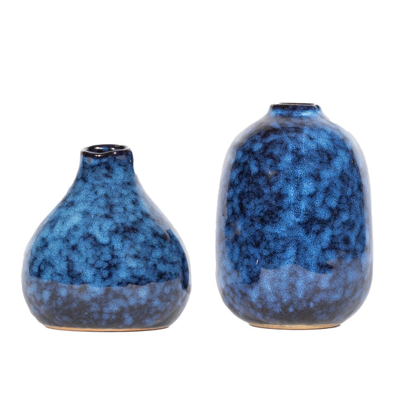 Blue-Ceramic-Vase,-Set-of-2-Vases