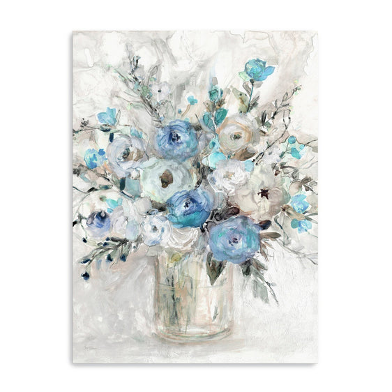 Blue-Contemporary-Bouquet-Canvas-Giclee-Wall-Art-Wall-Art