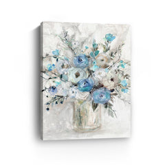 Blue Contemporary Bouquet Canvas Giclee - Pier 1