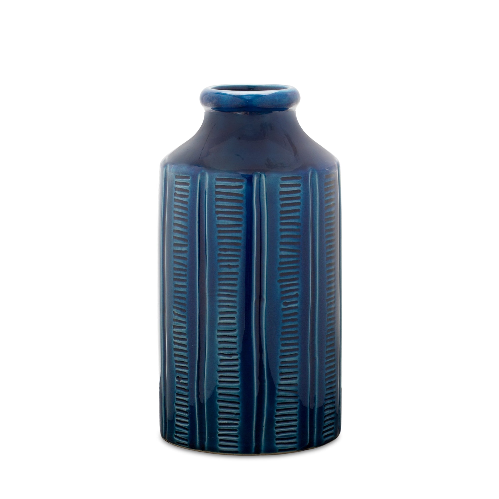 Blue Etched Terra Cotta Vase 10" - Pier 1