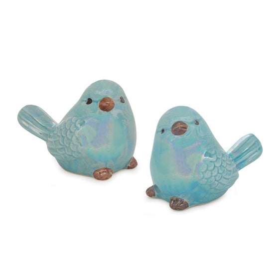 Blue Irredescent Ceramic Bird Figurine (Set of 6) - Pier 1