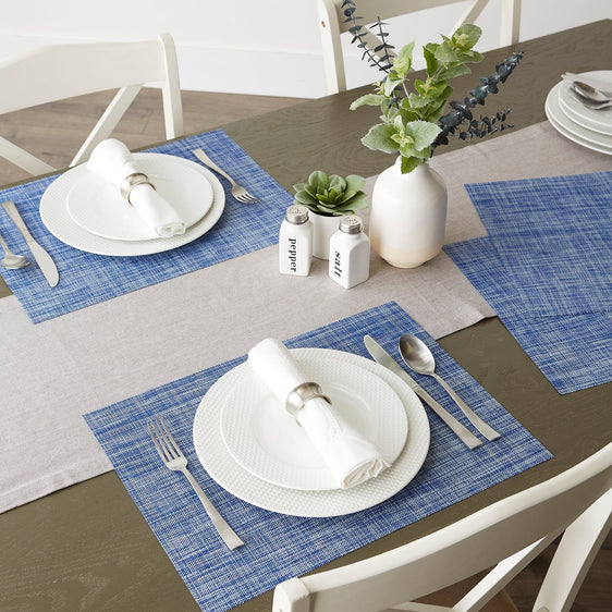 Blue-Tweed-Placemats,-Set-of-6-Placemats
