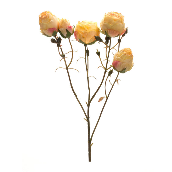Blush-Yellow-Rose-Bud-Spray,-Set-of-6-Faux-Florals