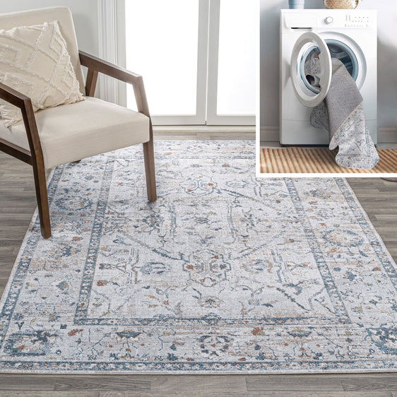 Brandy-Rustic-Border-Low-Pile-Machine-Washable-Area-Rug-Rugs