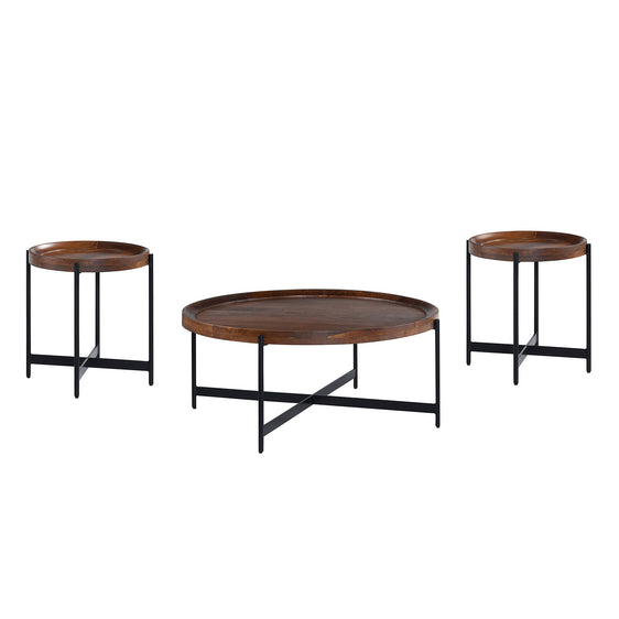 Brookline 3-Piece Living Room Set with 42" Round Coffee Table and Two 20" End Tables - Pier 1