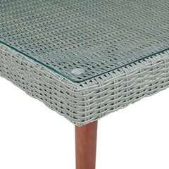 Brown Albany All-weather Wicker Outdoor Gray 26" Square Cocktail Table with Glass Top - Pier 1