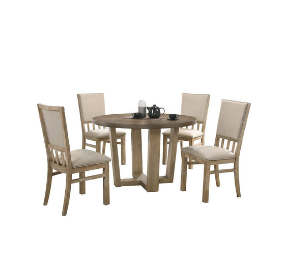 Brutus 5 Piece Dining Set with 47" Contemporary Round Dining Table and Fabric Chairs - Pier 1