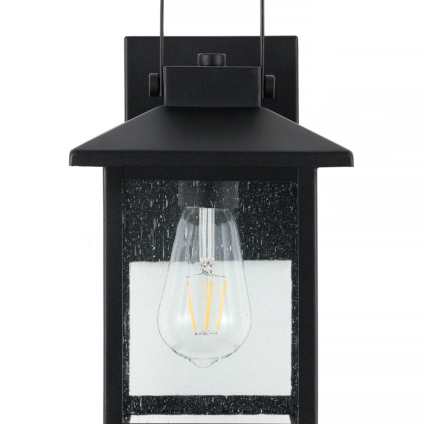 Bungalow Light Iron/Seeded Glass Rustic Traditional Lantern LED Outdoor Lantern - Pier 1