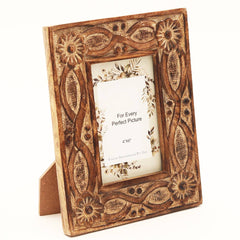 Carving-Photo-Frame-4''-x-6''-Natural-Wood-Decor