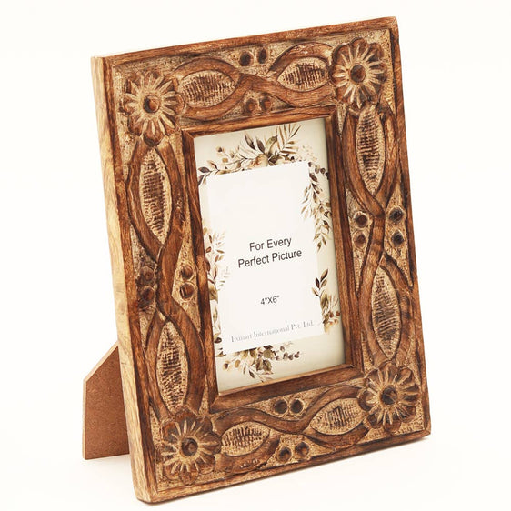 Carving-Photo-Frame-4''-x-6''-Natural-Wood-Decor