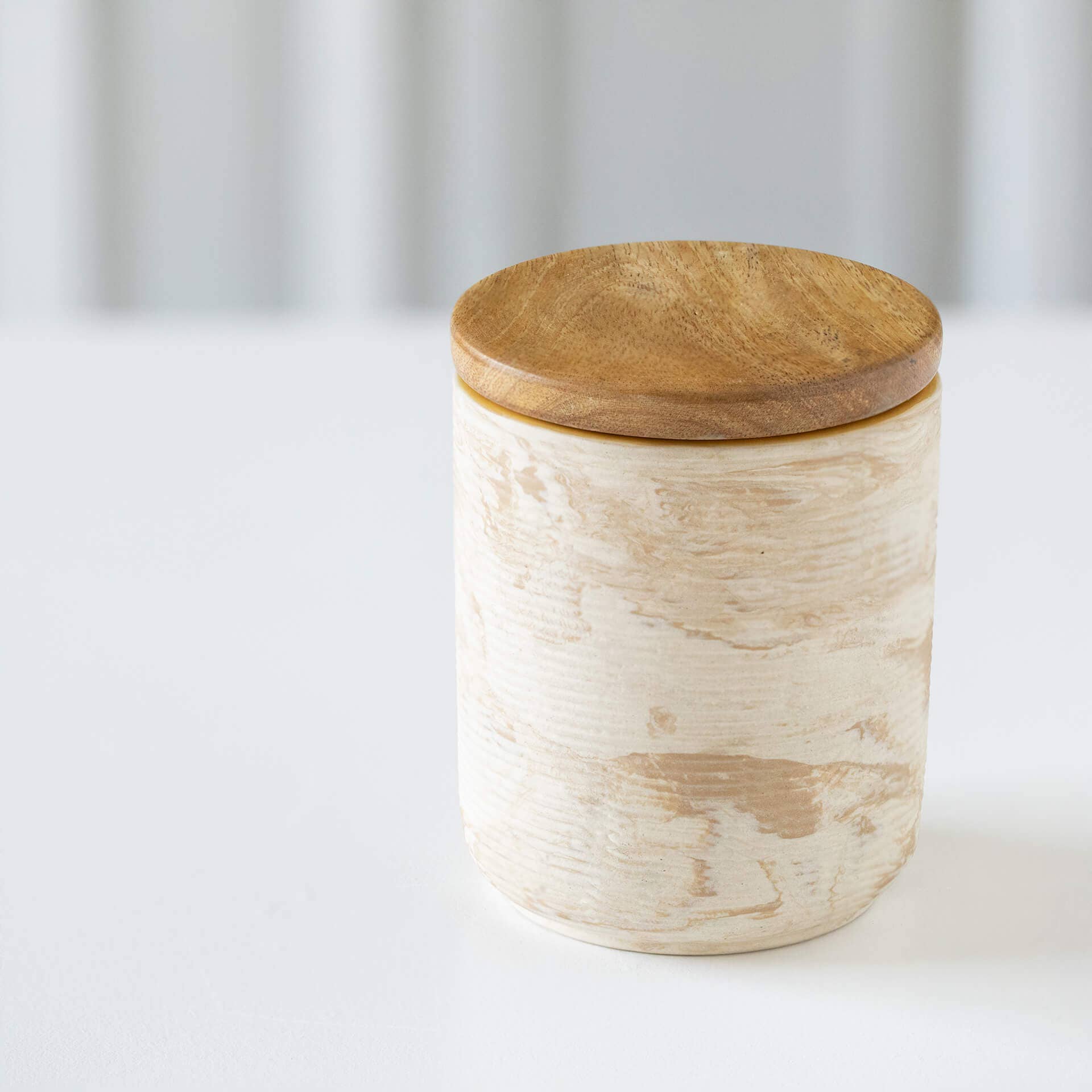 Ceramic Jar with Wooden Lid Amber Love- Small - Pier 1