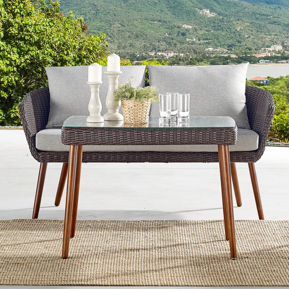 Chocolate Brown Athens All-weather Wicker Outdoor 26" Cocktail Table with Glass Top - Pier 1