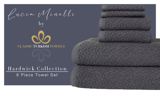 Classic Turkish Towels Genuine Cotton Soft Absorbent Hardwick Jacquard Lucia Minelli 6 Piece Set With 2 Bath Towel 2 Hand Towel 2 Washcloth - Pier 1