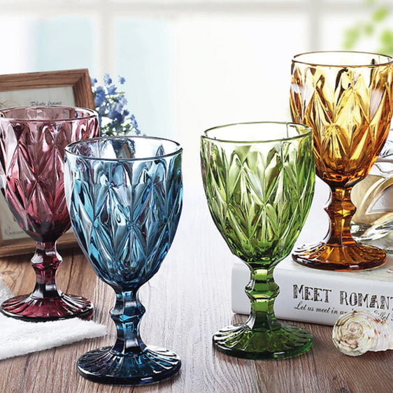 Colorful Party Glass Goblets, Set of 4 - Drinkware