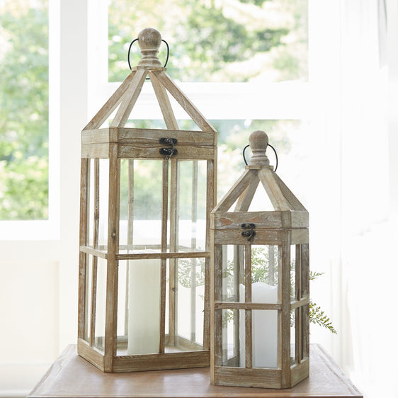 Contemporary-Light-Wood-Floor-Lantern,-Set-of-2-Lanterns