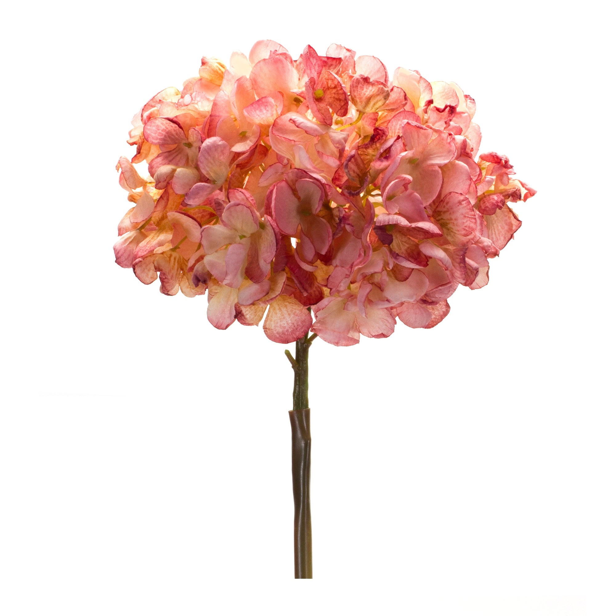 Coral-Pink-Hydrangea-Flower-Stem,-Set-of-6-Faux-Florals