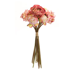 Coral Pink Peony and Hydrangea Flower Bouquet, Set of 6 - Pier 1