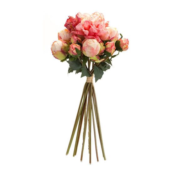 Coral-Pink-Peony-Flower-Bouquet-Bundle,-Set-of-6-Faux-Florals