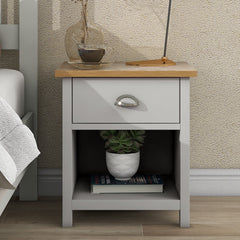 Country Solid 1 Drawer Nightstand Side Table with Oak Top - Pier 1