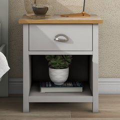 Country Solid 1 Drawer Nightstand Side Table with Oak Top - Pier 1