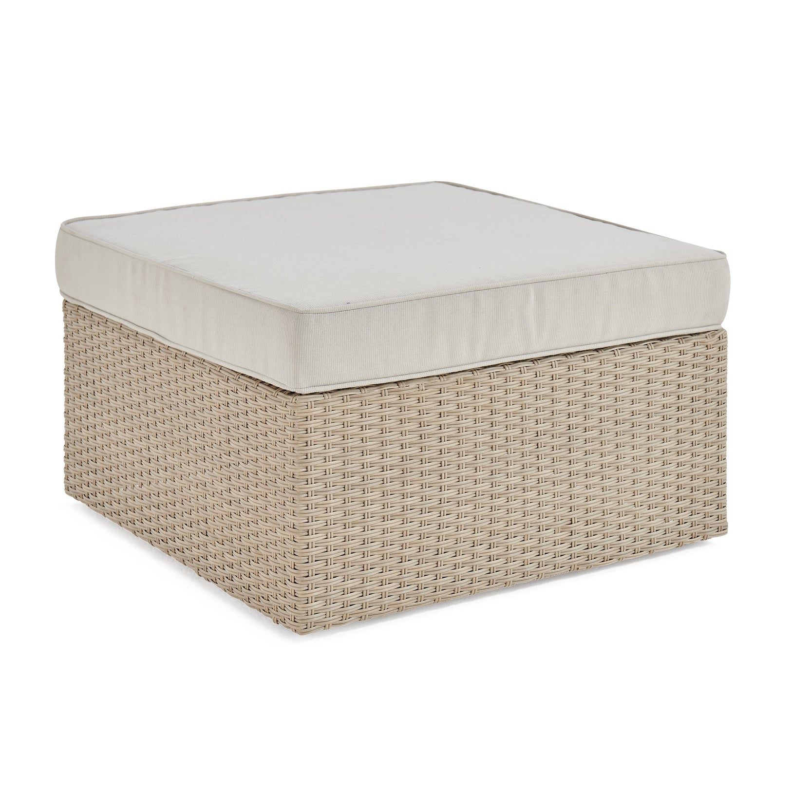 Cream Canaan All-weather Wicker Outdoor 26" Square Ottoman with Cushion - Pier 1