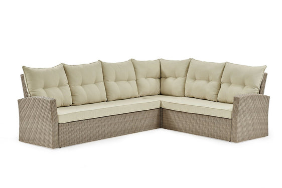 Cream Canaan All-weather Wicker Outdoor Large Corner Sectional Sofa with Cushions - Pier 1