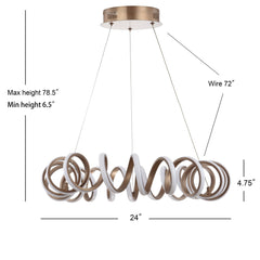 Cursive Adjustable Spiral Integrated LED Metal Chandelier Ceiling Light - Pier 1