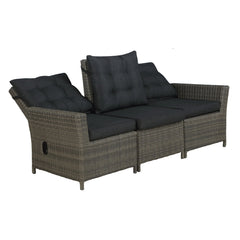 Dark Gray Asti All-weather Wicker 3-piece Outdoor Seating Set with Reclining Sofa and Two 15" Ottomans - Pier 1