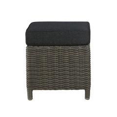 Dark Gray Asti All-weather Wicker Outdoor 15" Square Ottomans with Cushions, Set of 2 - Pier 1