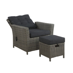 Dark Gray Asti All-weather Wicker Outdoor Recliner with Cushion and 15" Ottoman with Cushion - Pier 1