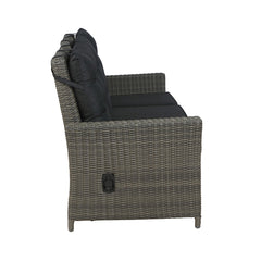 Dark Gray Asti All-weather Wicker Three-seat Reclining Sofa with Cushions - Pier 1