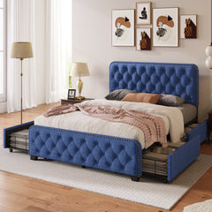Day Upholstered Platform Bed with Tufted and Four Drawers - Pier 1