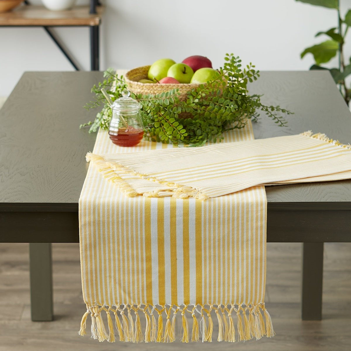Deep Yellow Stripes With Fringe Placemats, Set of 6 - Pier 1