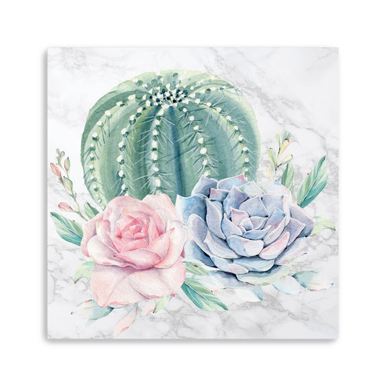 Desert-Cactus-And-Succulents-Floral-Watercolor-On-Marble-Canvas-Giclee-Wall-Art-Wall-Art