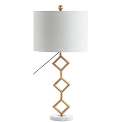Diamante Modern Gilt Metal with Marble Base LED Table Lamp - Pier 1