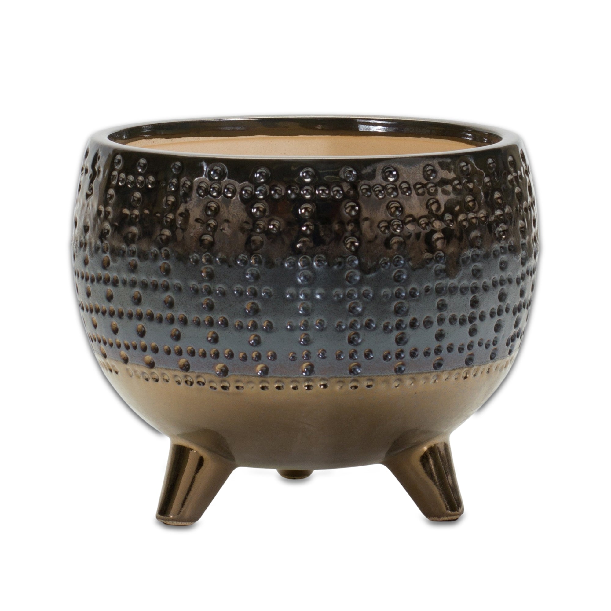 Dotted Ceramic Planter with Pewter Accent 6" - Pier 1
