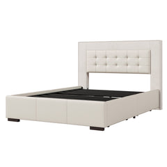 Drapersun Upholstered Queen Platform Bed with Four Drawers - Beds