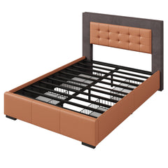 Drapersun Upholstered Queen Platform Bed with Four Drawers - Beds