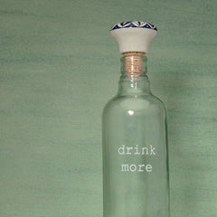 "Drink More" Glass Water Bottle with Ceramic Stopper - Pier 1