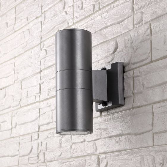 Duo Light Modern Midcentury Cylinder Outdoor Metal/Glass Integrated LED Sconce - Pier 1