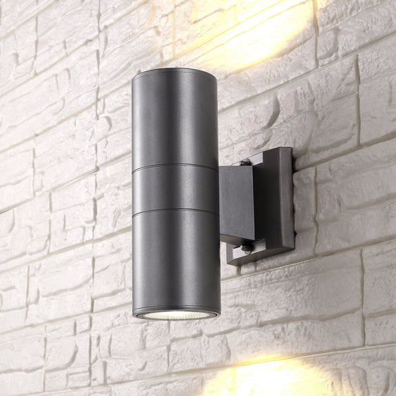 Duo-Light-Modern-Midcentury-Cylinder-Outdoor-Metal/Glass-Integrated-LED-Sconce-Wall-Sconce