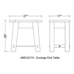 Durango 27"W Industrial Wood End Table - Pier 1
