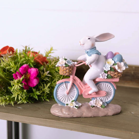 Easter-Bunny-on-Bike-Figurine,-Set-of-2-Decor