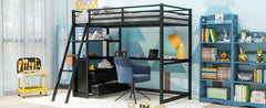Elgin Twin Loft Bed with Desk, Shelves and Two Built in Drawers - Pier 1