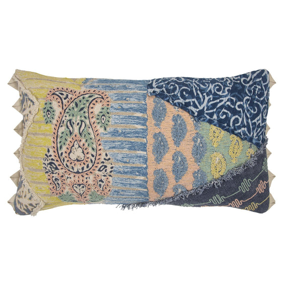 Embroidered Collage Cotton Crafted Collage Decorative Throw Pillow - Decorative Pillows