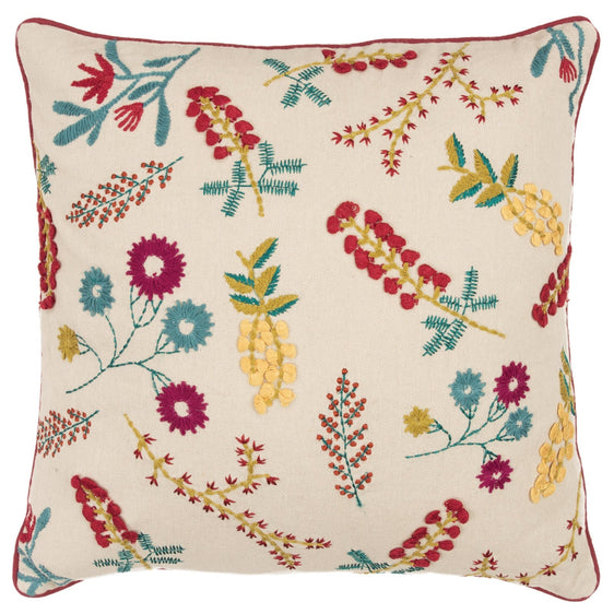 Embroidered Cotton Floral Decorative Throw Pillow - Pier 1