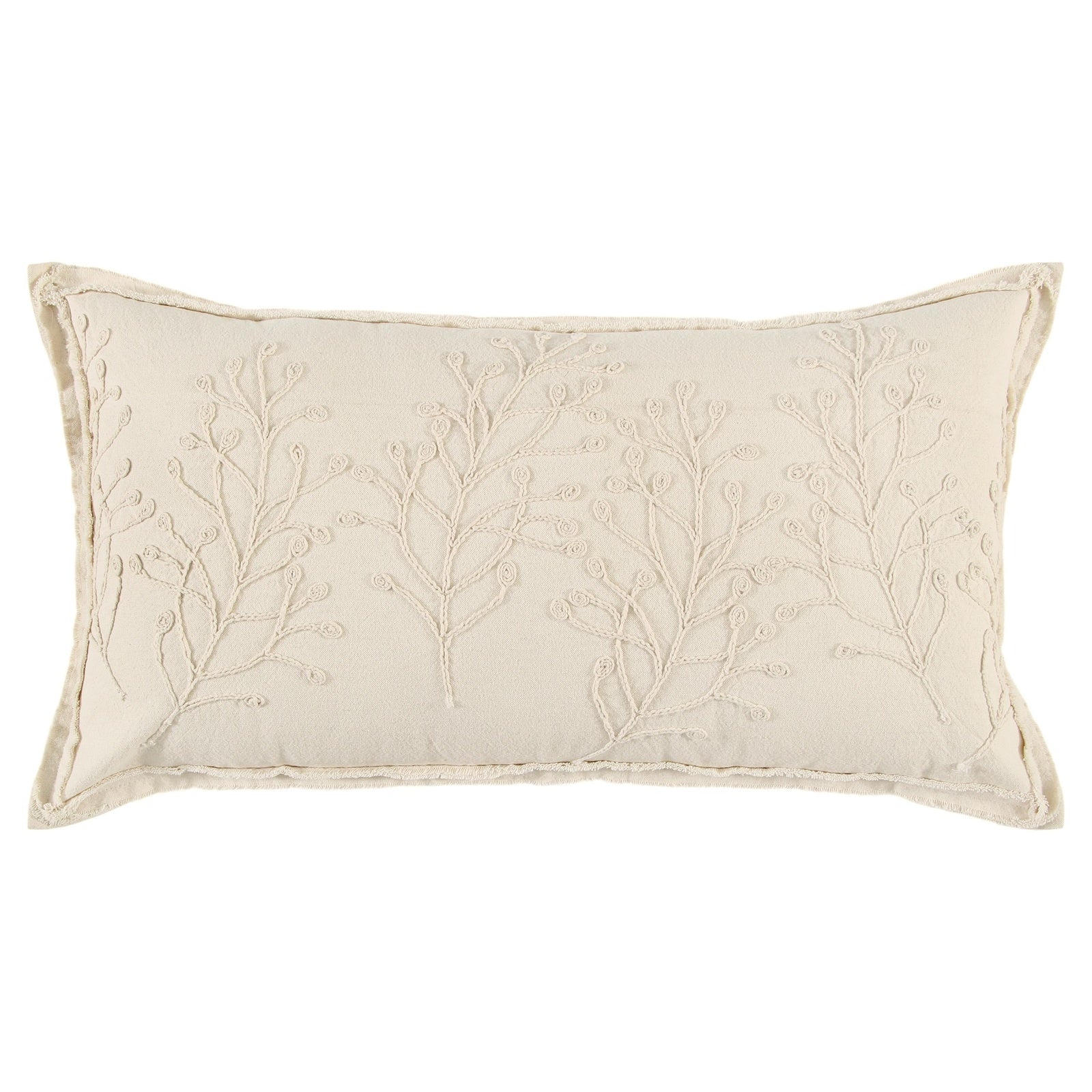 Embroidered Knife Edged Cotton Botanical Pillow Cover - Pier 1