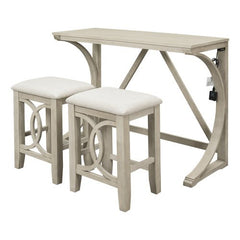 Farmhouse 3-Piece Counter Height Dining Table Set with USB Port and Upholstered Stools - Pier 1