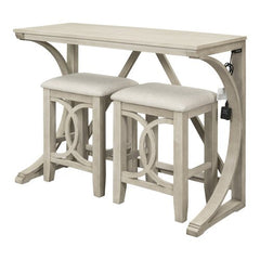 Farmhouse 3-Piece Counter Height Dining Table Set with USB Port and Upholstered Stools - Pier 1
